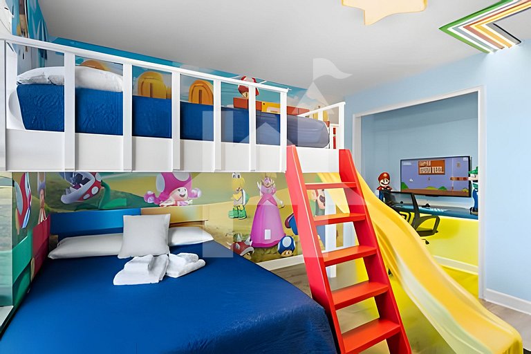 4BR w/ Mickey & Mario Rooms + Heated Pool